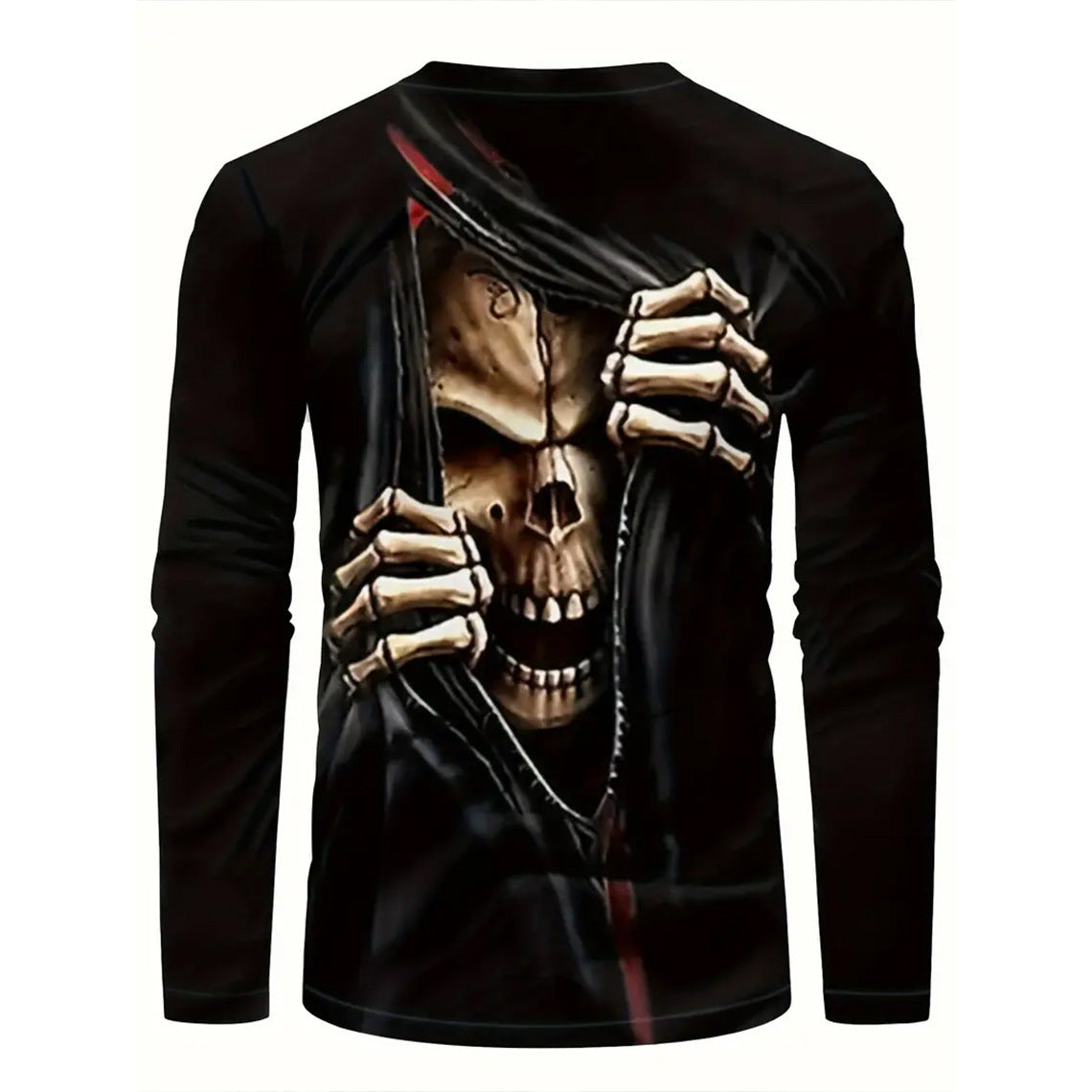 Camiseta retro para hombre con estampado 3D de hip-hop callejero, cuello redondo holgado, informal, de manga larga