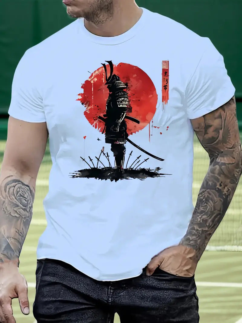 Camiseta de verano para hombre con estampado 3D de bloques de color