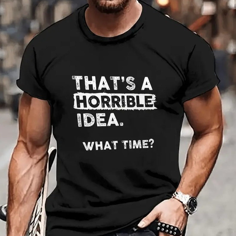 Camiseta de cuello redondo con dibujos animados de anime para hombre