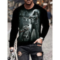 Camiseta retro para hombre con estampado 3D de hip-hop callejero, cuello redondo holgado, informal, de manga larga