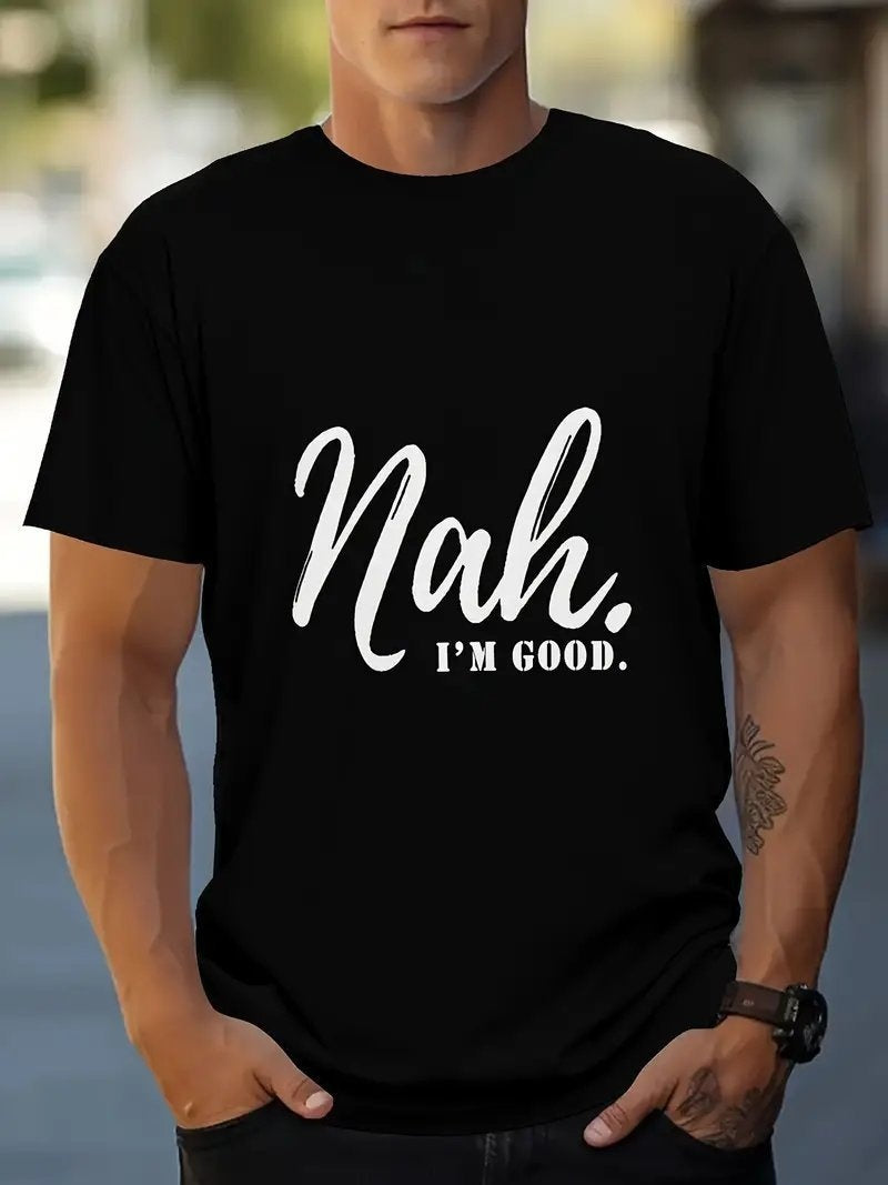 Camiseta de cuello redondo con dibujos animados de anime para hombre
