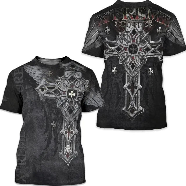 Camiseta nueva de moda de comercio exterior informal de caballero oscuro de manga corta