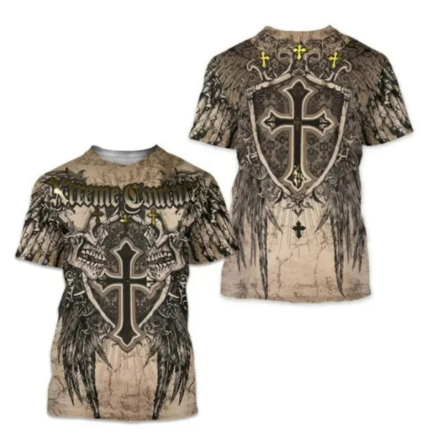 Camiseta nueva de moda de comercio exterior informal de caballero oscuro de manga corta