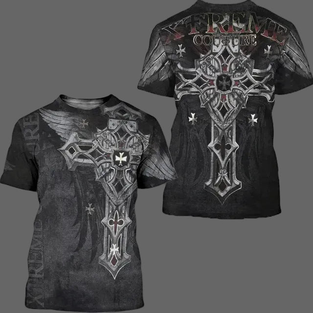 Camiseta nueva de moda de comercio exterior informal de caballero oscuro de manga corta