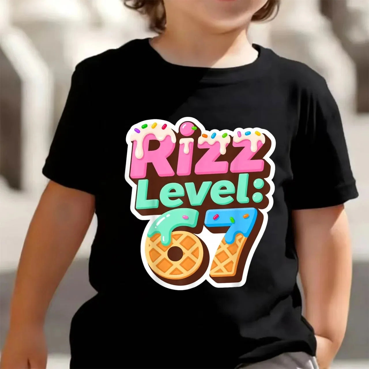 Bonita camiseta de meme para niños y niñas, divertida camiseta Y2K con estampado de seis y siete, cuello redondo y manga corta.