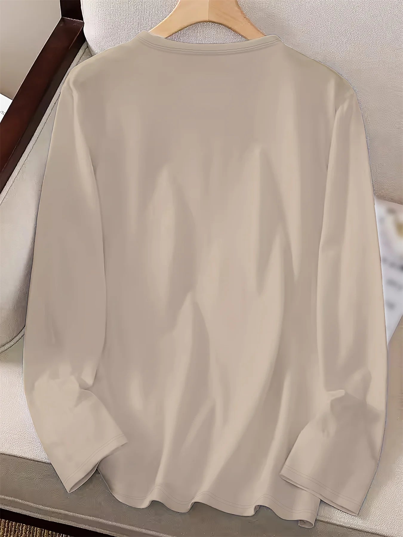 Camiseta informal holgada con estampado de mariposas y cuello redondo para mujer, 100 % algodón, a la moda, para primavera y otoño Long Sleeve T-shirt Base Shirt