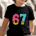 Bonita camiseta de meme para niños y niñas, divertida camiseta Y2K con estampado de seis y siete, cuello redondo y manga corta.