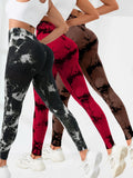 Leggings sin costuras con efecto tie-dye para mujer, pantalones de yoga de cintura alta, mallas elásticas que levantan los glúteos, leggings deportivos de cintura ancha