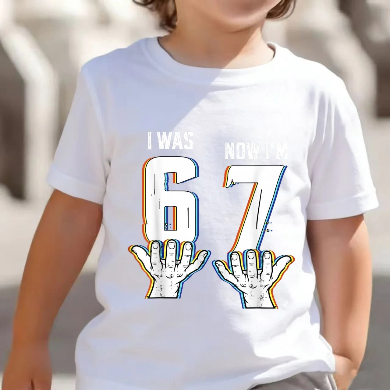 Bonita camiseta de meme para niños y niñas, divertida camiseta Y2K con estampado de seis y siete, cuello redondo y manga corta.