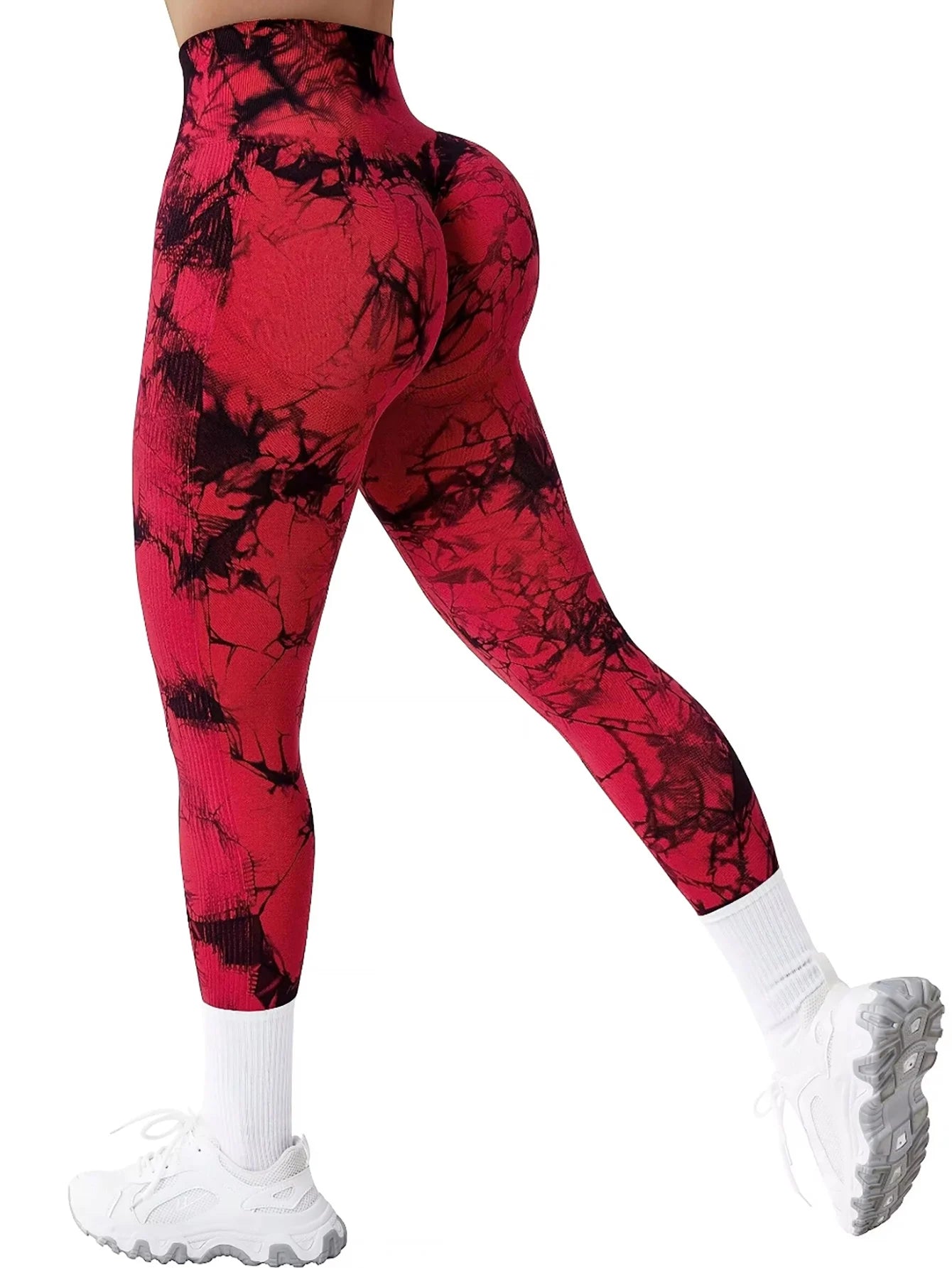 Leggings sin costuras con efecto tie-dye para mujer, pantalones de yoga de cintura alta, mallas elásticas que levantan los glúteos, leggings deportivos de cintura ancha