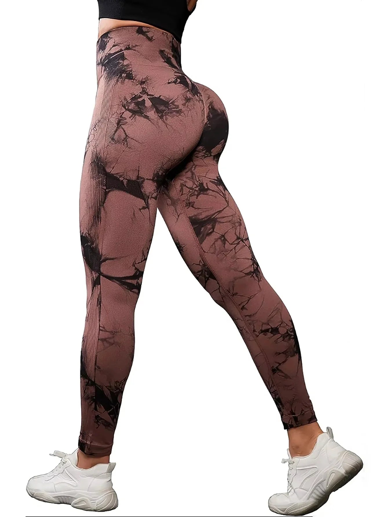 Leggings sin costuras con efecto tie-dye para mujer, pantalones de yoga de cintura alta, mallas elásticas que levantan los glúteos, leggings deportivos de cintura ancha