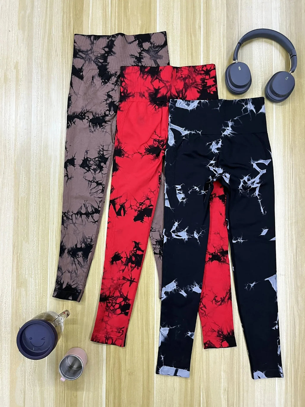 Leggings sin costuras con efecto tie-dye para mujer, pantalones de yoga de cintura alta, mallas elásticas que levantan los glúteos, leggings deportivos de cintura ancha