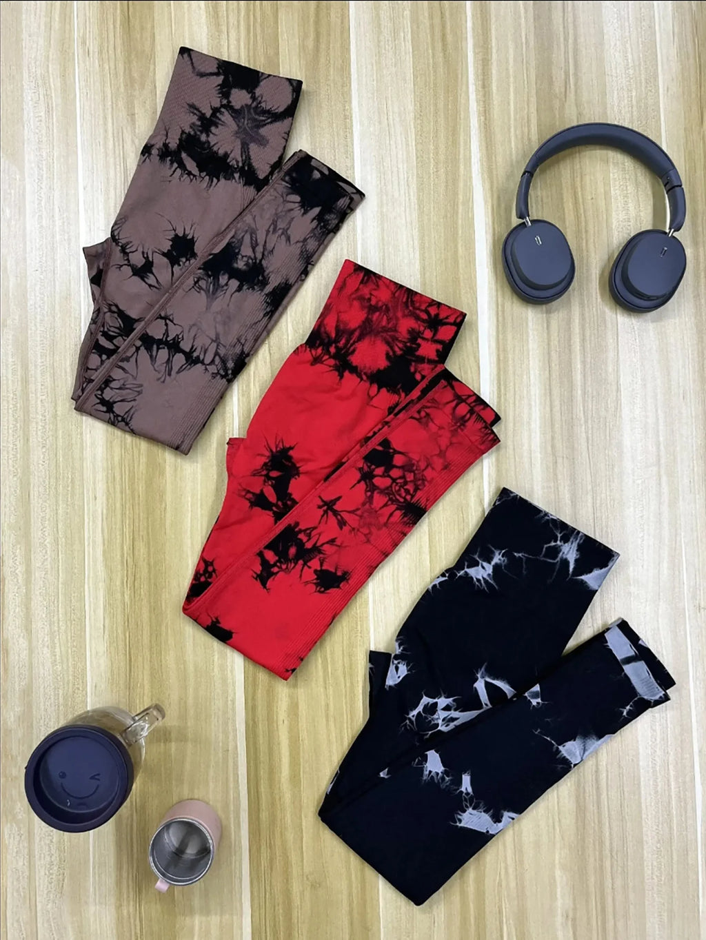 Leggings sin costuras con efecto tie-dye para mujer, pantalones de yoga de cintura alta, mallas elásticas que levantan los glúteos, leggings deportivos de cintura ancha