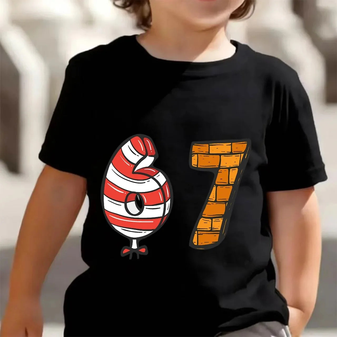 Bonita camiseta de meme para niños y niñas, divertida camiseta Y2K con estampado de seis y siete, cuello redondo y manga corta.