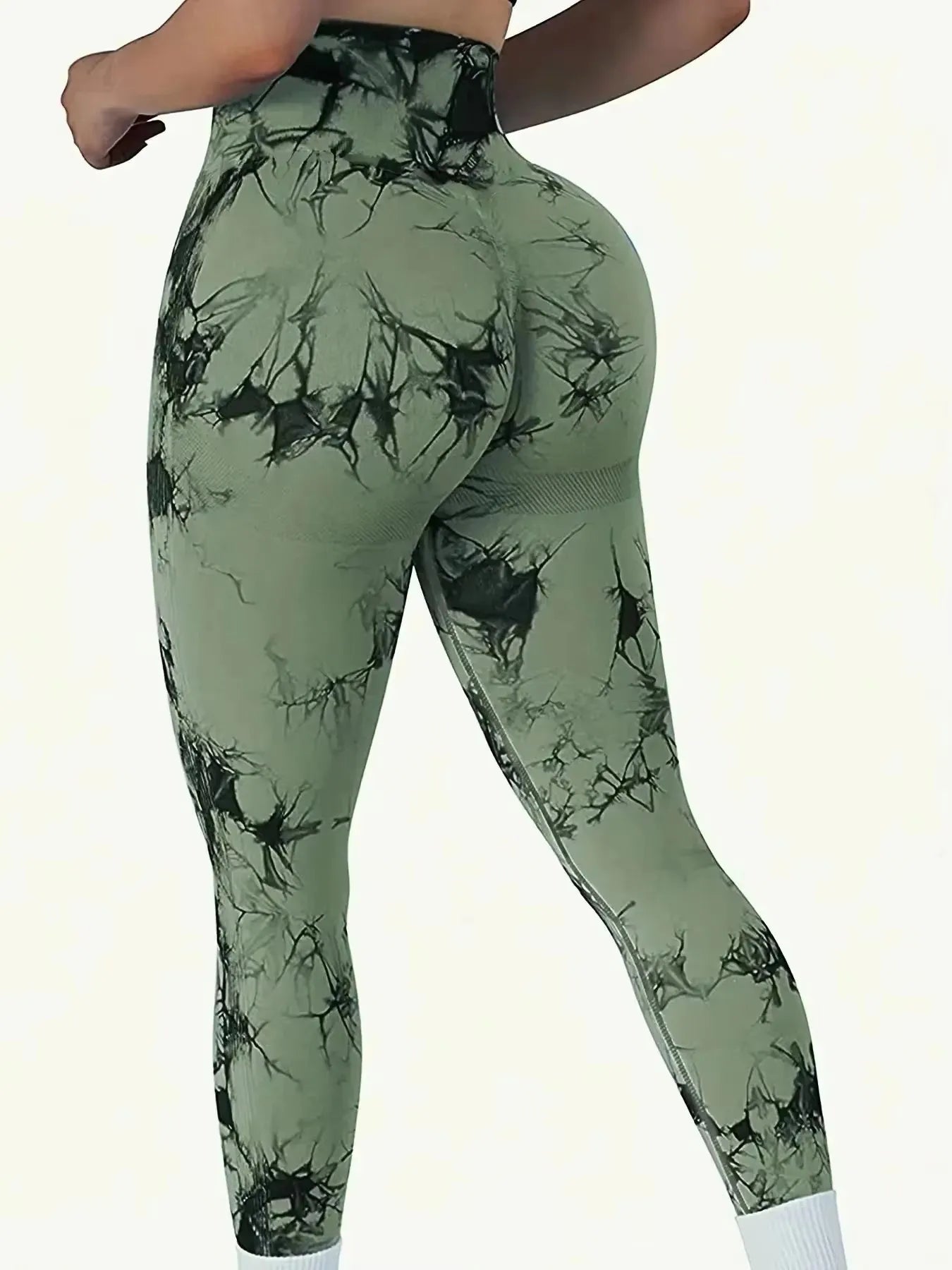 Leggings sin costuras con efecto tie-dye para mujer, pantalones de yoga de cintura alta, mallas elásticas que levantan los glúteos, leggings deportivos de cintura ancha