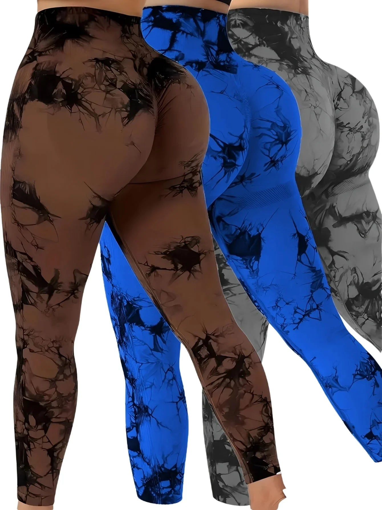 Leggings sin costuras con efecto tie-dye para mujer, pantalones de yoga de cintura alta, mallas elásticas que levantan los glúteos, leggings deportivos de cintura ancha