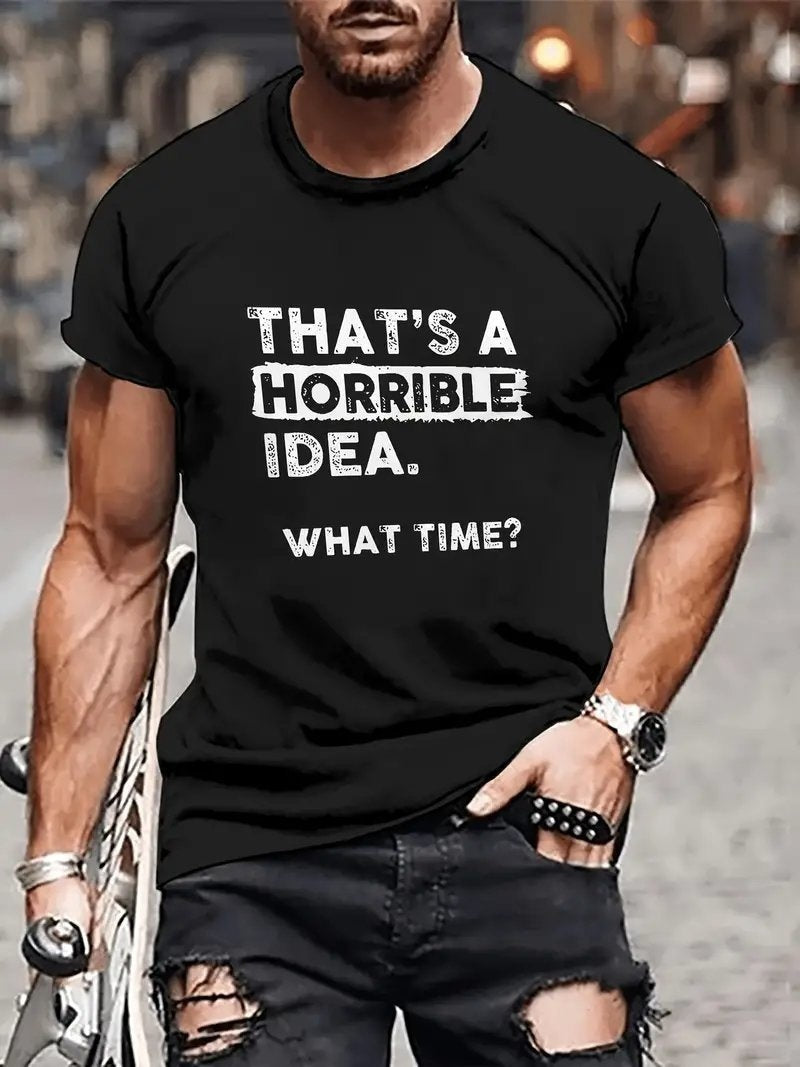 Camiseta de cuello redondo con dibujos animados de anime para hombre